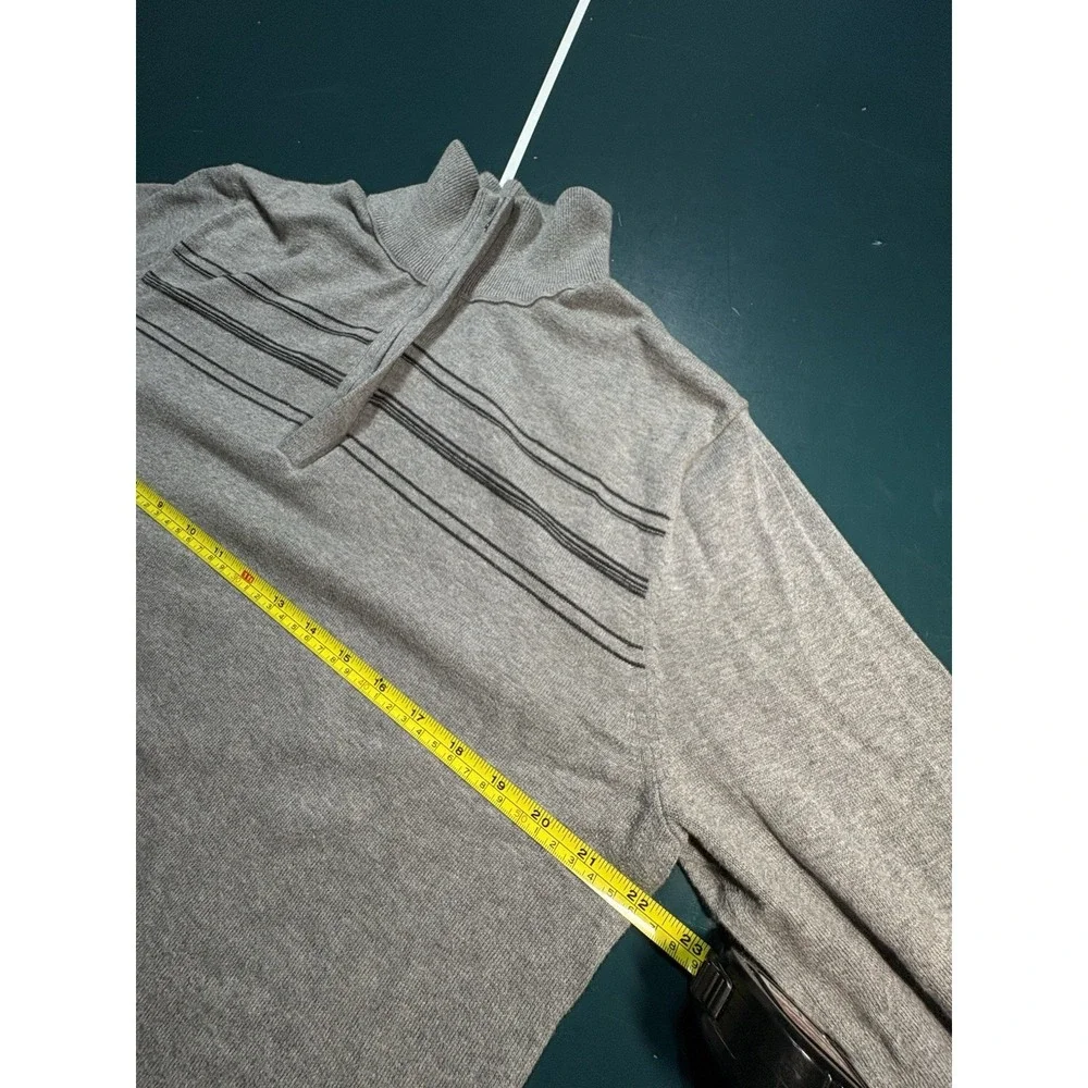 Banana Republic Sweater 1/4 Zip Mens Large Long Sleeve Pullover Mock Neck Gray‎